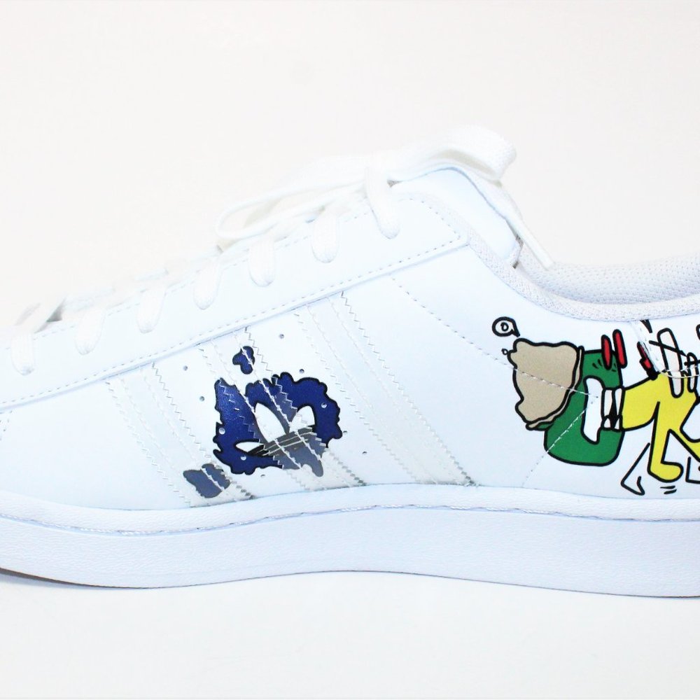 Adidas Superstar White "Painted Comic Art" Classic Shell Toe Men's 10.5 NWT! - Picture 11 of 12